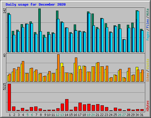 Daily usage for December 2020