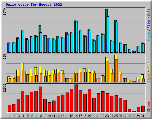 Daily usage for August 2022