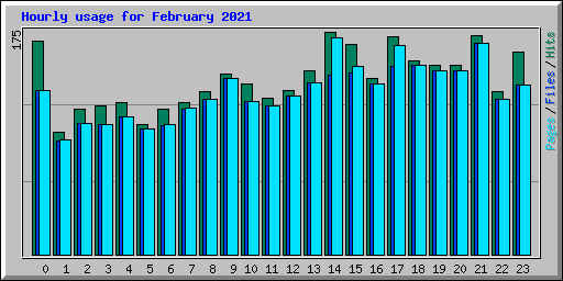 Hourly usage for February 2021